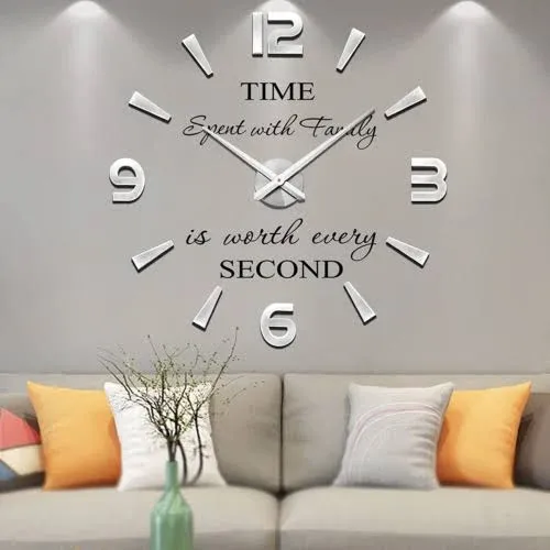 VANGOLD Giant Wall Clock for Living Room Decor, Decorative Wall Clocks Battery Operated (Gold Wall Decor)