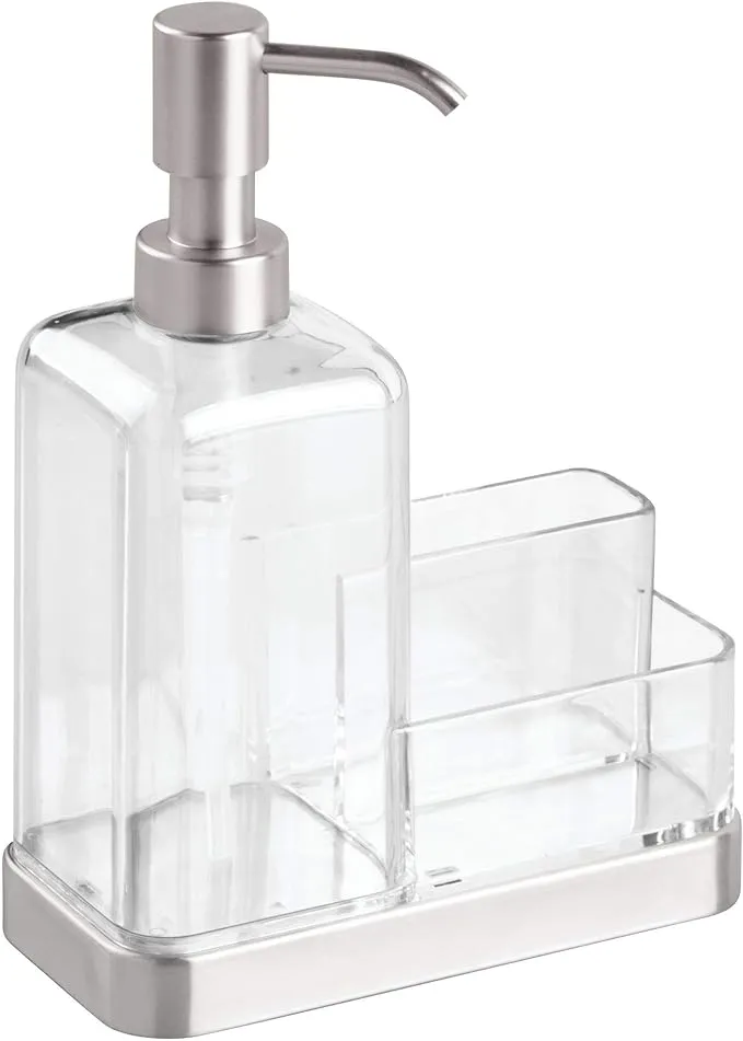 iDesign 67080 Forma Plastic Soap Pump with Caddy, Dispenser with Storage ...