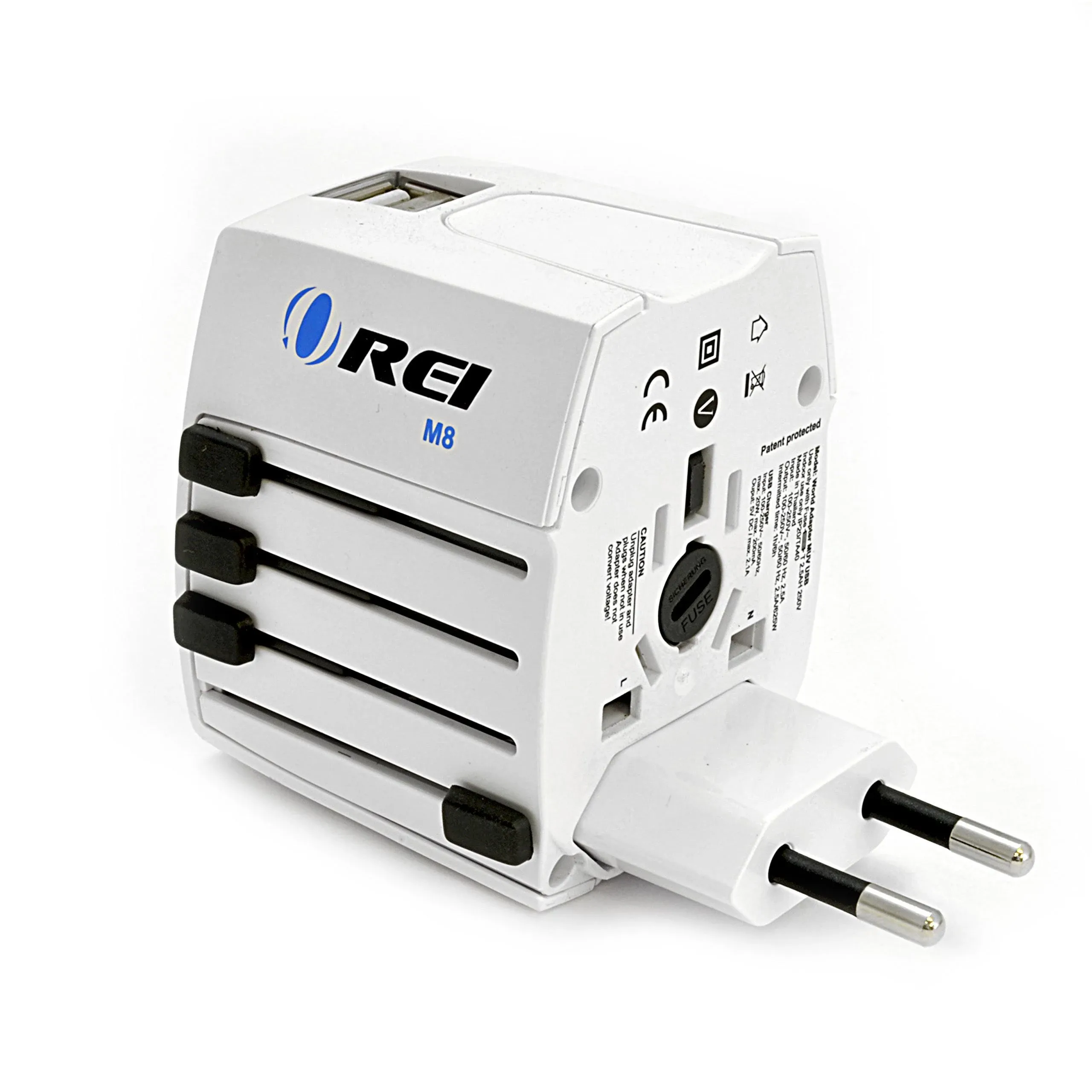 OREI M8 All-in-One International Worldwide Travel Plug Adapter with Dual USB Charger