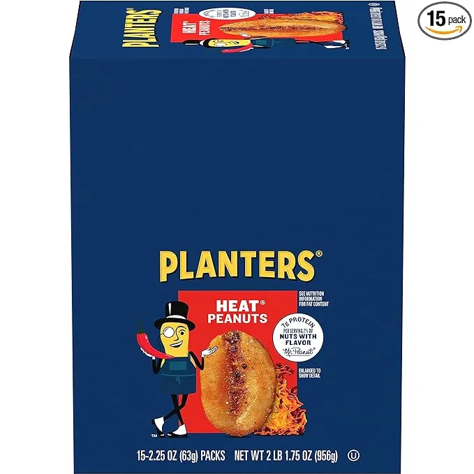 Planters Peanuts, Heat - 15 pack, 2.25 oz packs