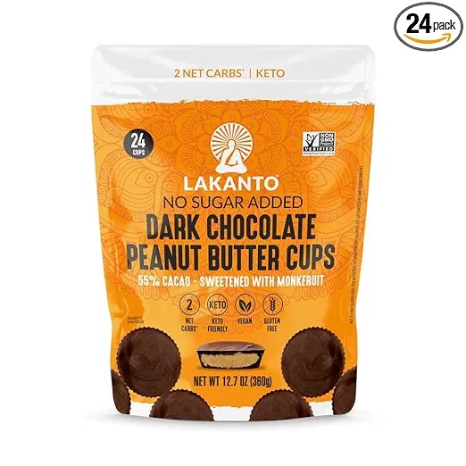 Dark Chocolate Peanut Butter Cups | Lakanto 24 Cups