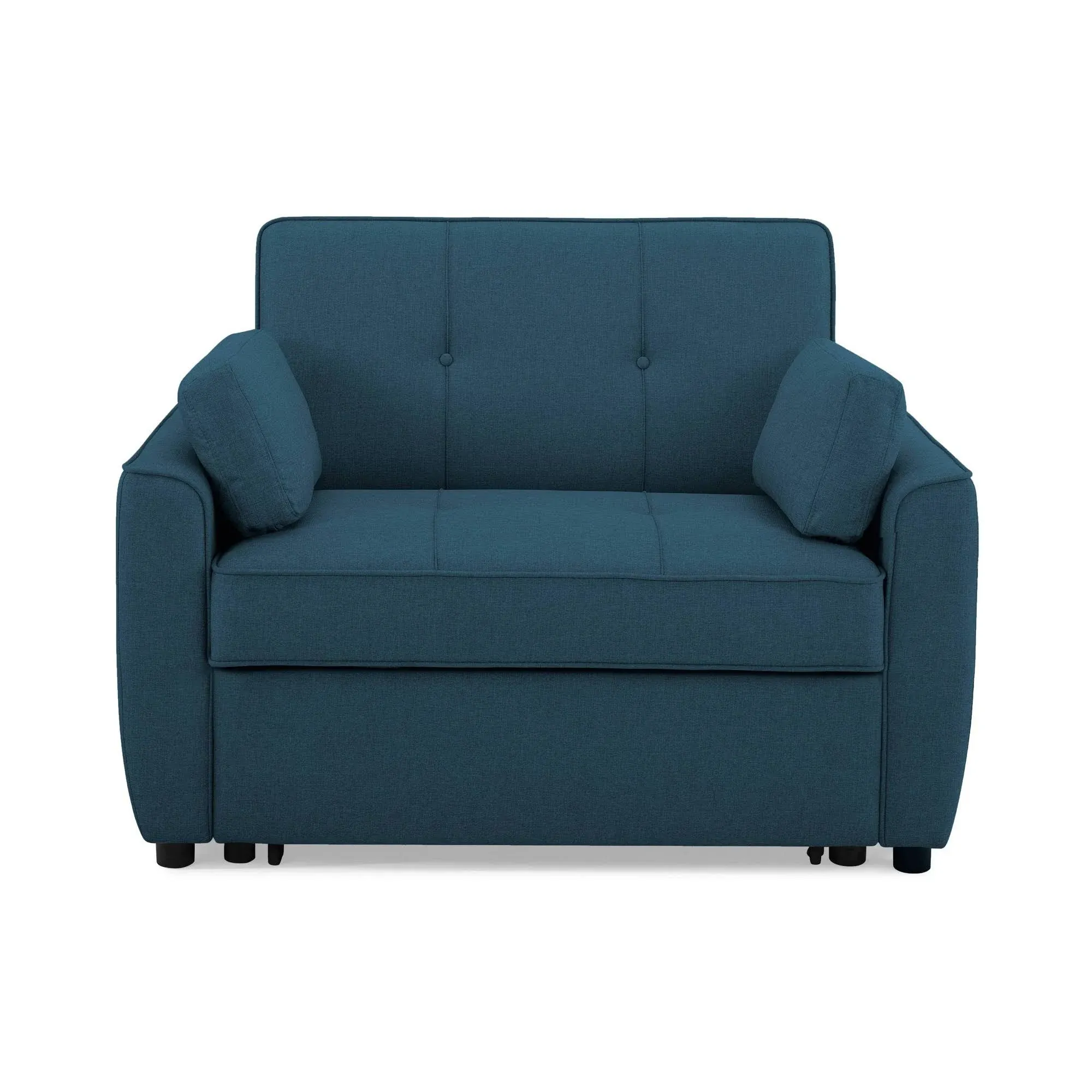 Serta Carrie Convertible Chair in Navy Blue Fabric Upholstery