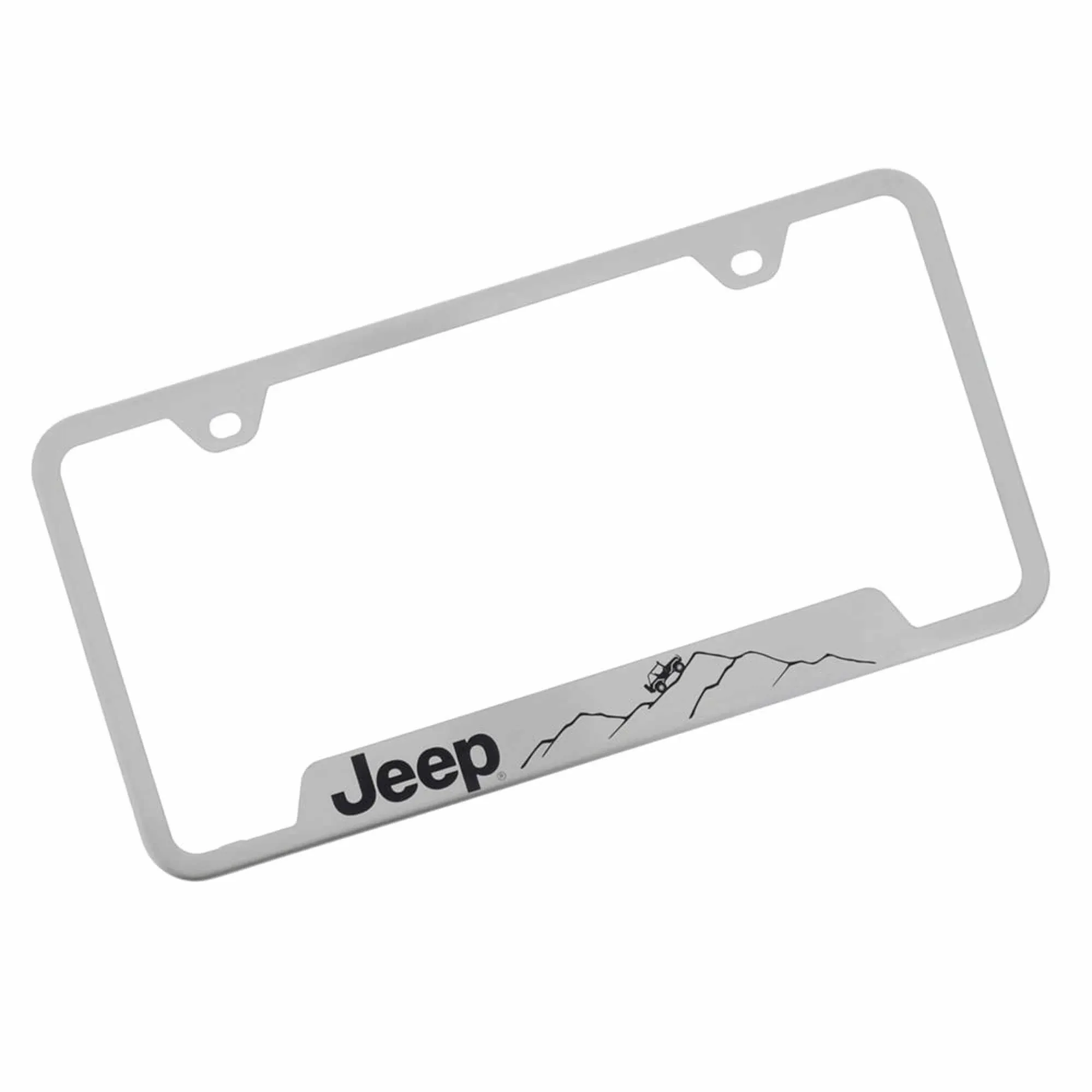 Autogold® GF.JEEM.ERB - Rugged Black License Plate Frame with Laser Etched Jeep Mountain Logo and Cut-Out