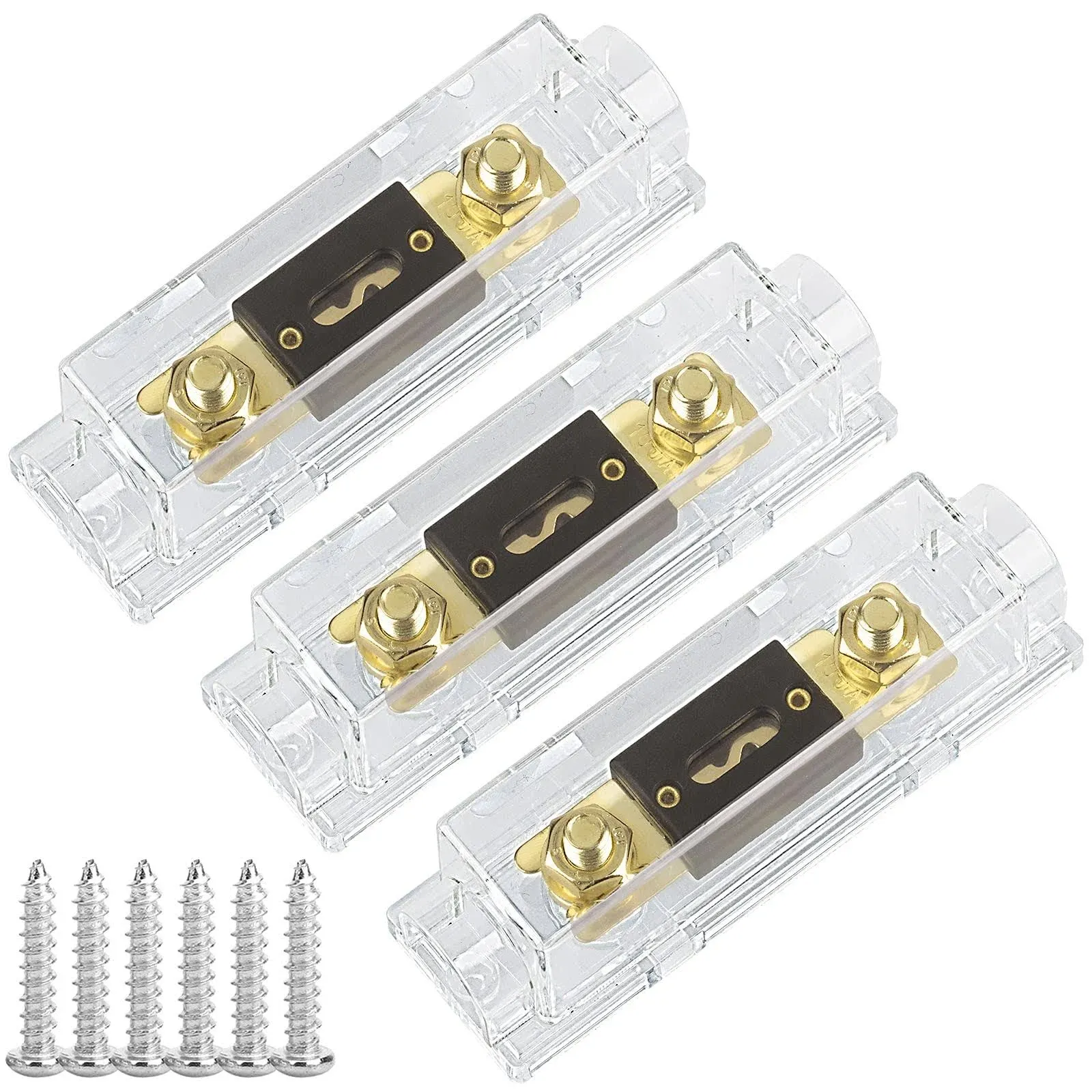 3 Pack 250a Car Anl Fuse Block Kit 0/2/4/8 Gauge Awg 250 Amp Fuses Holder For Au