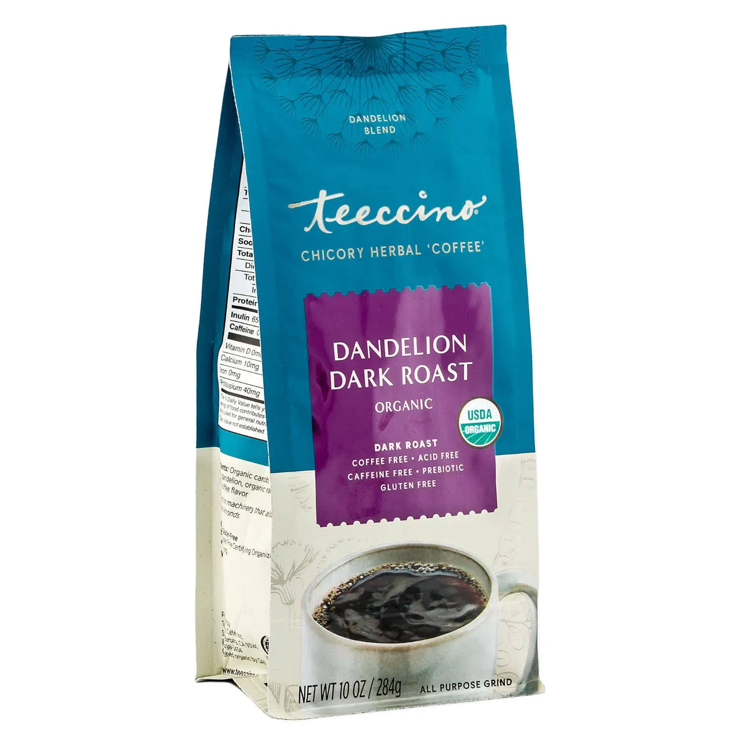 Teeccino Dandelion Dark Roast Herbal Coffee