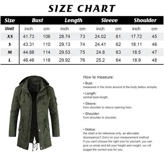 chouyatou Men's Spring Military Full-Zip Removable Hooded Cotton Mid-Long Parka Jacket Coat