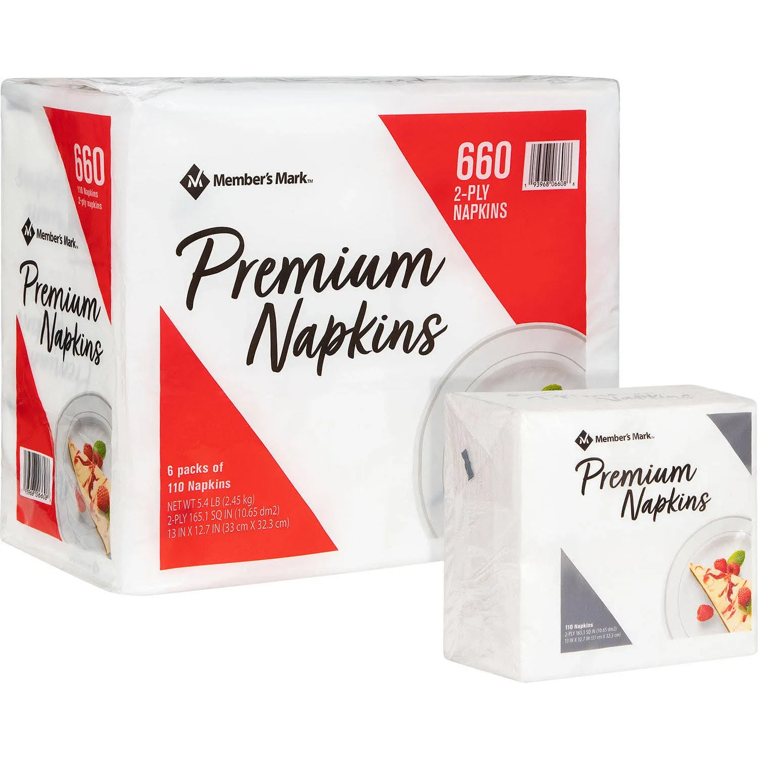 Member's Mark Premium White 2-Ply Napkins, 13" x 12.7" (660 Count)