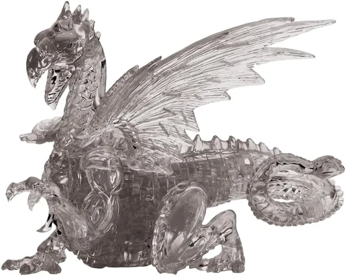 BePuzzled | Dragon Deluxe Original 3D Crystal Puzzle, Ages 12 and Up, Silver