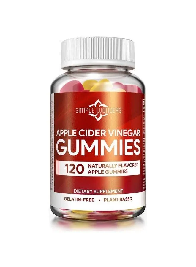 Apple Cider Vinegar Gummies with The Mother - ACV Gummies for Detox, Cleansing & Immune Support - Made with Black Carrot & Ginger Dry Extract - Pectin Based, Non-GMO, Gluten-Free (120 Gummies)