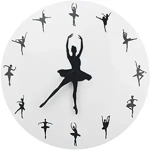 Timelike Ballerina Wall Clock Ballet Dancing Hanging Decor Clock Dancer Home ...