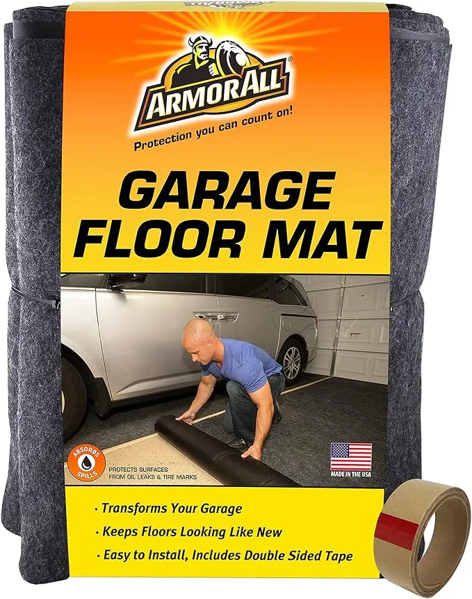 Armor All Original XL Garage Floor Mat, (22' x 8'10"), (Includes Double Sided Tape), Protects Surfaces, Transforms Garage - Absorbent/Waterproof/Durable (USA Made) (Charcoal)