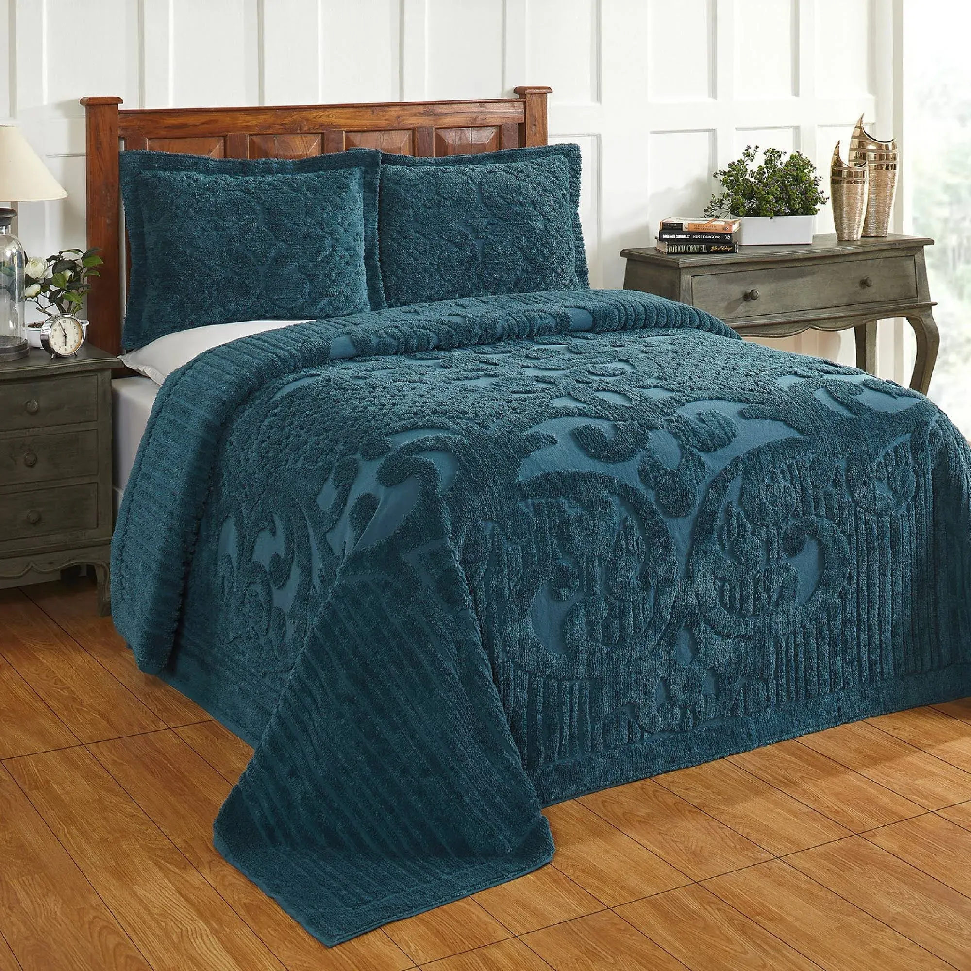 Better Trends Ashton Cotton Bedspread, Teal - King Size