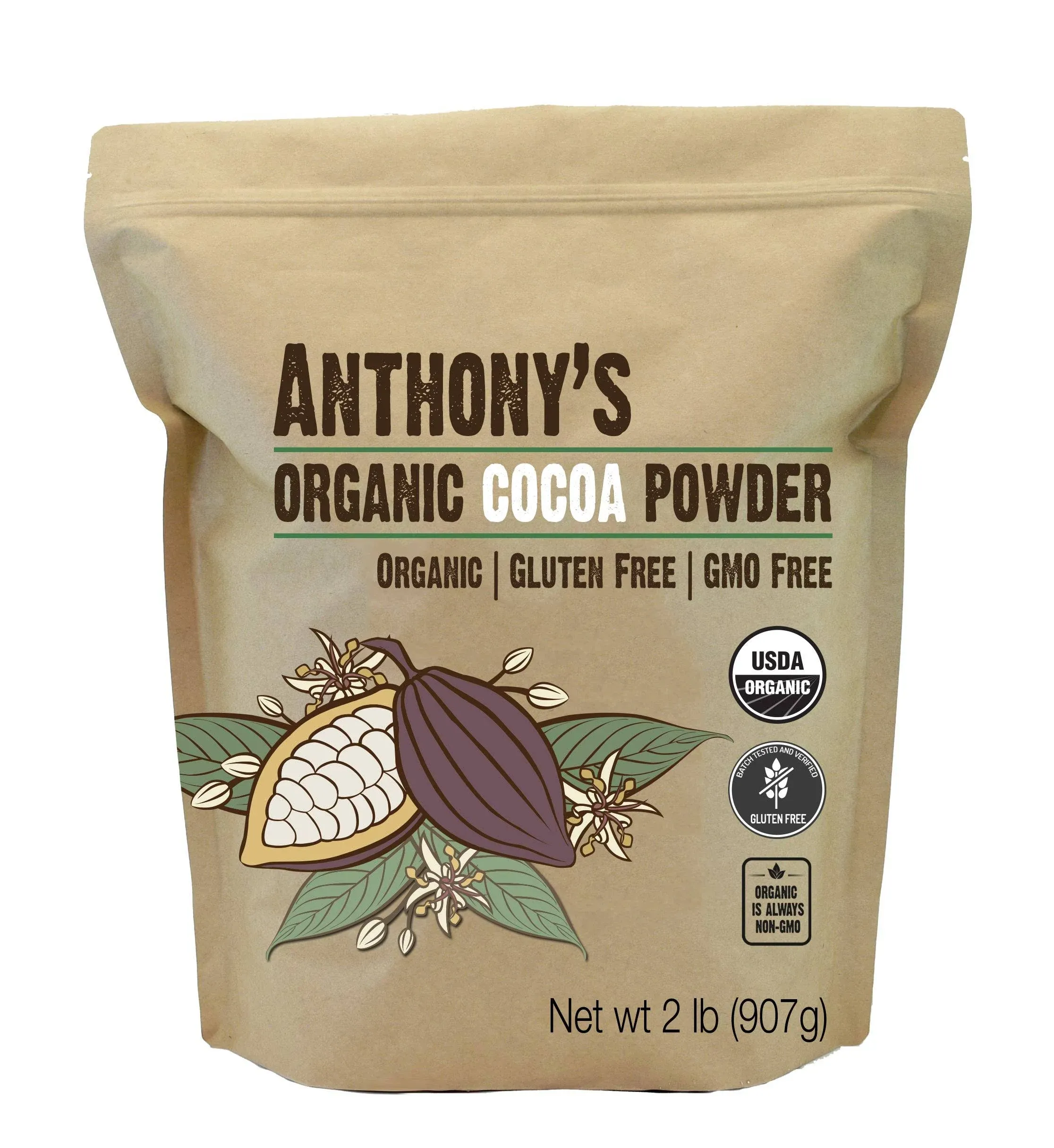 Anthony's Organic Cocoa Powder, 2 lb, Gluten Free, Non GMO