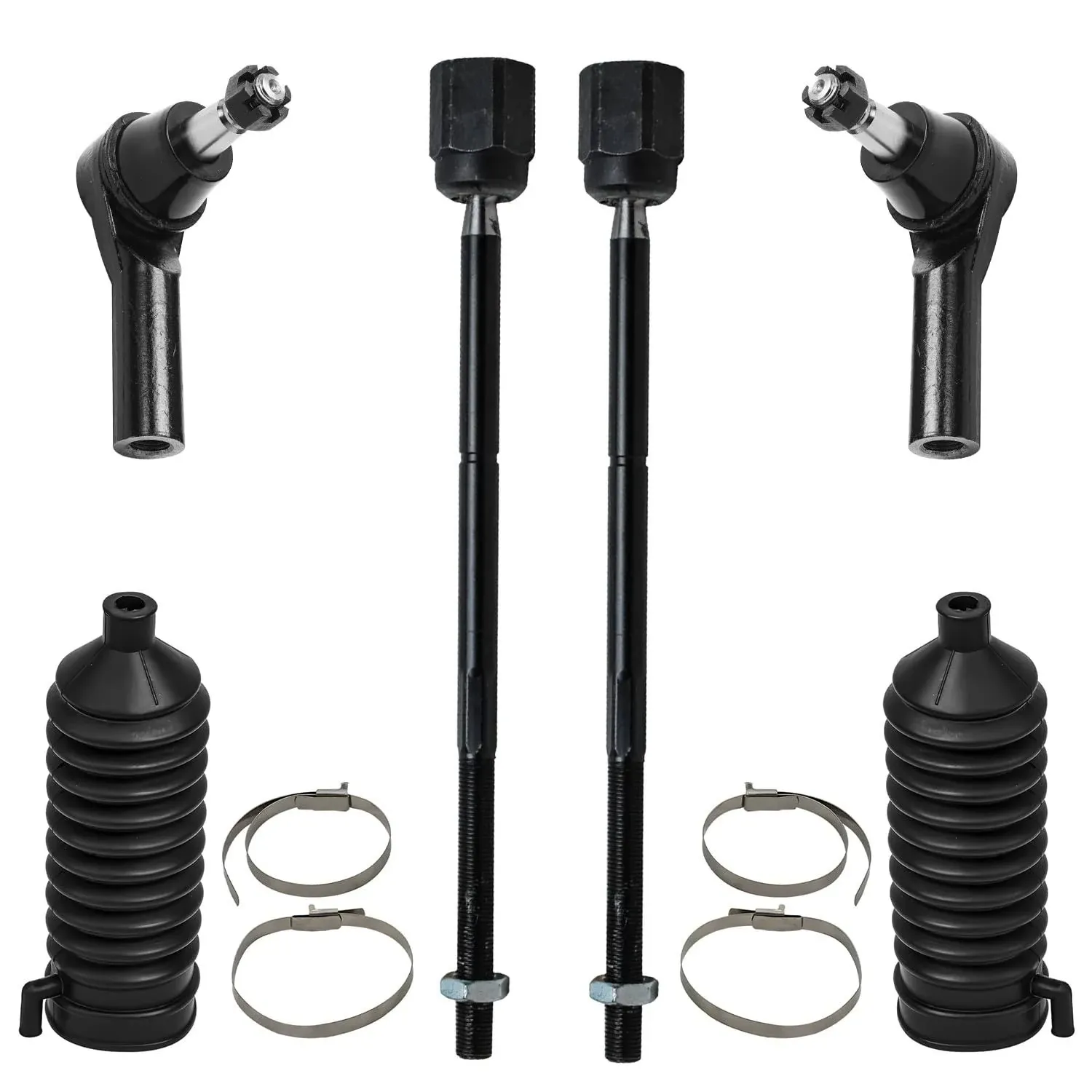 Detroit Axle - Front Tie Rod Ends Kit for 1996-2007 Ford Taurus 3.0L, 1996-2005 Mercury Sable, 4 Inner & Outer Tie Rods, 2 Boots, Replacement 1997 1998 1999 2000 2001 2002 2003 2004