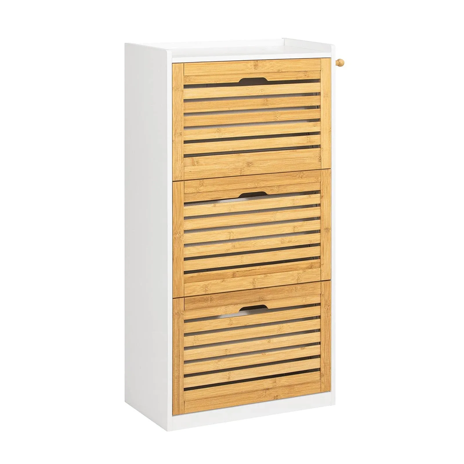 Haotian Entryway Shoe Cabinet with 3 Flip-Drawers, Shoe Rack Shoe Storage Cupboard Organizer Hallway, FSR108-WN, Natural (11.8" D x 21.7" W x 44.1" H)