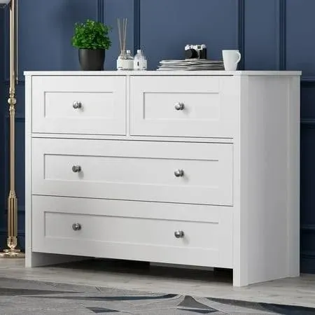 Sunsgrove 4 Drawer Dresser, Modern Chest of Drawers, with Wood Storage Organizer Dressers for Bedroom, Hallway, Children's Room, and Living Room,