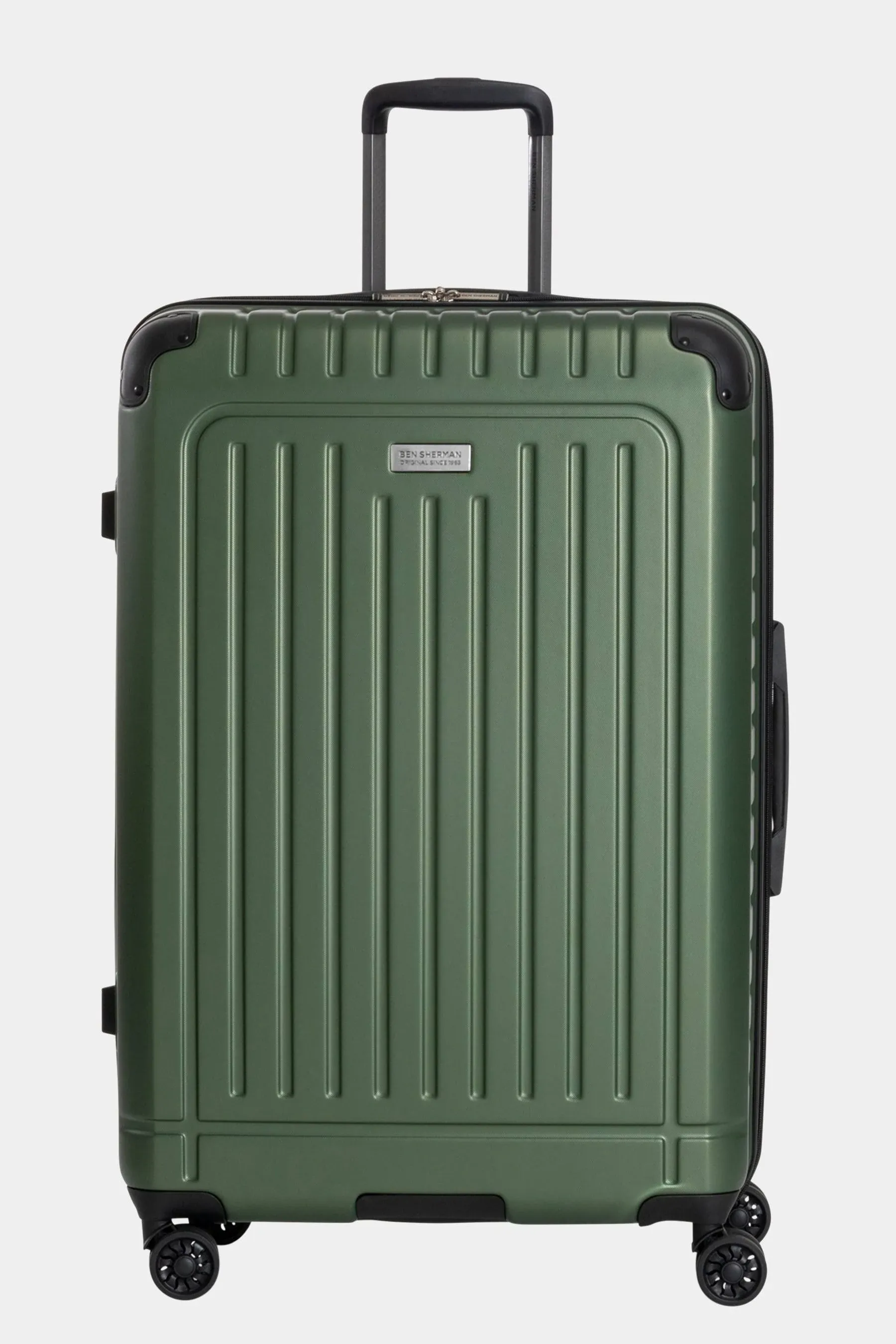 Ben Sherman Sunderland Spinner Travel Upright Luggage, Olive, 28-Inch Checked