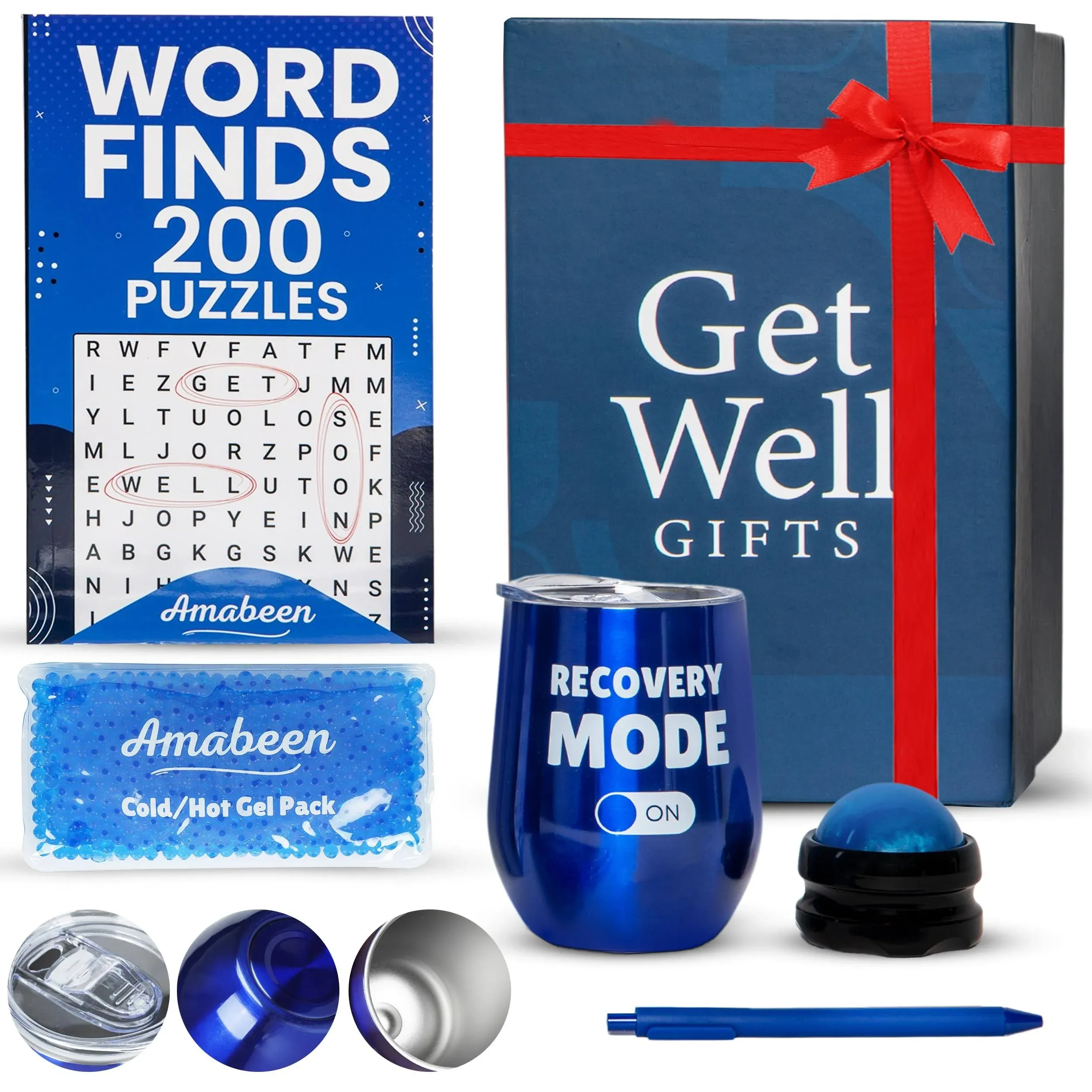 Amabeen Gifts Get Well Soon Gift Basket for Men - Curated Get Well Gifts After Surgery and During Recovery - Hospital Care Package for Men