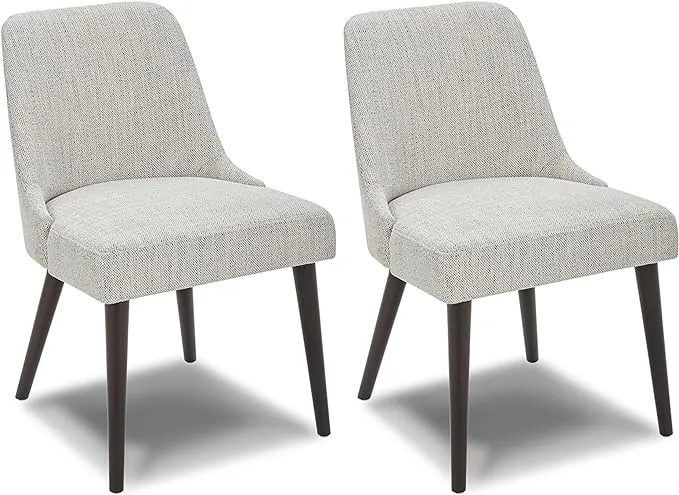 CHITA Mid-Century Modern Dining Chair, Upholstered Fabric Accent Chair,Set of 2, Ivory