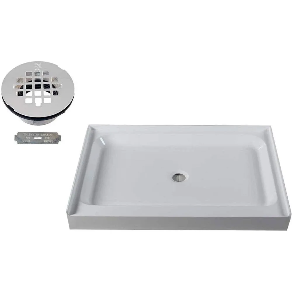 Westbrass 48 in. x 36 in. Single Threshold Alcove Shower Pan Base with Center ...