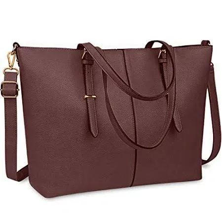 Laptop Tote Bag for Women 15.6 Inch Leather Computer Laptop Bag Office Work Bag