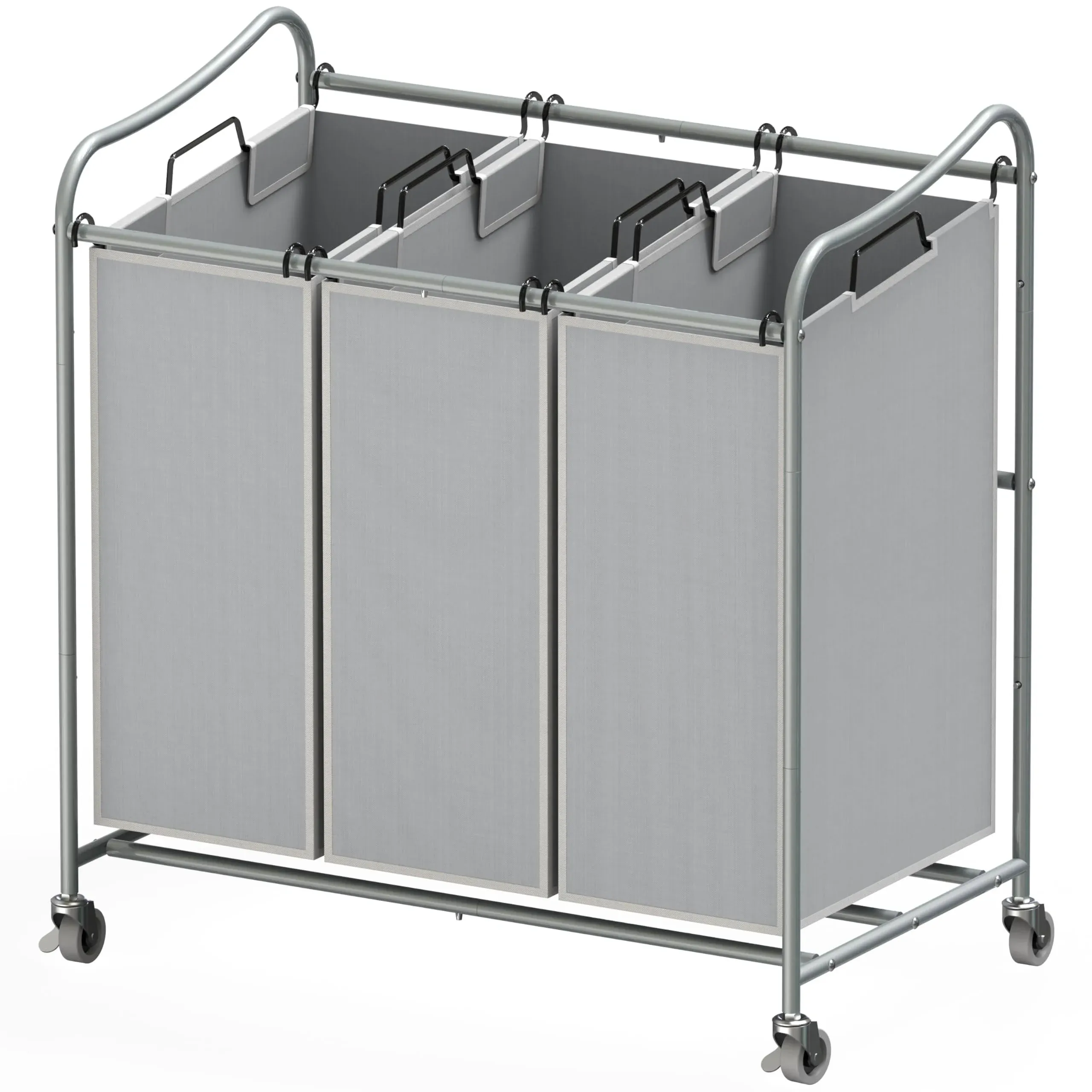 SimpleHouseware Heavy-Duty 3-Bag Laundry Sorter Cart Chrome