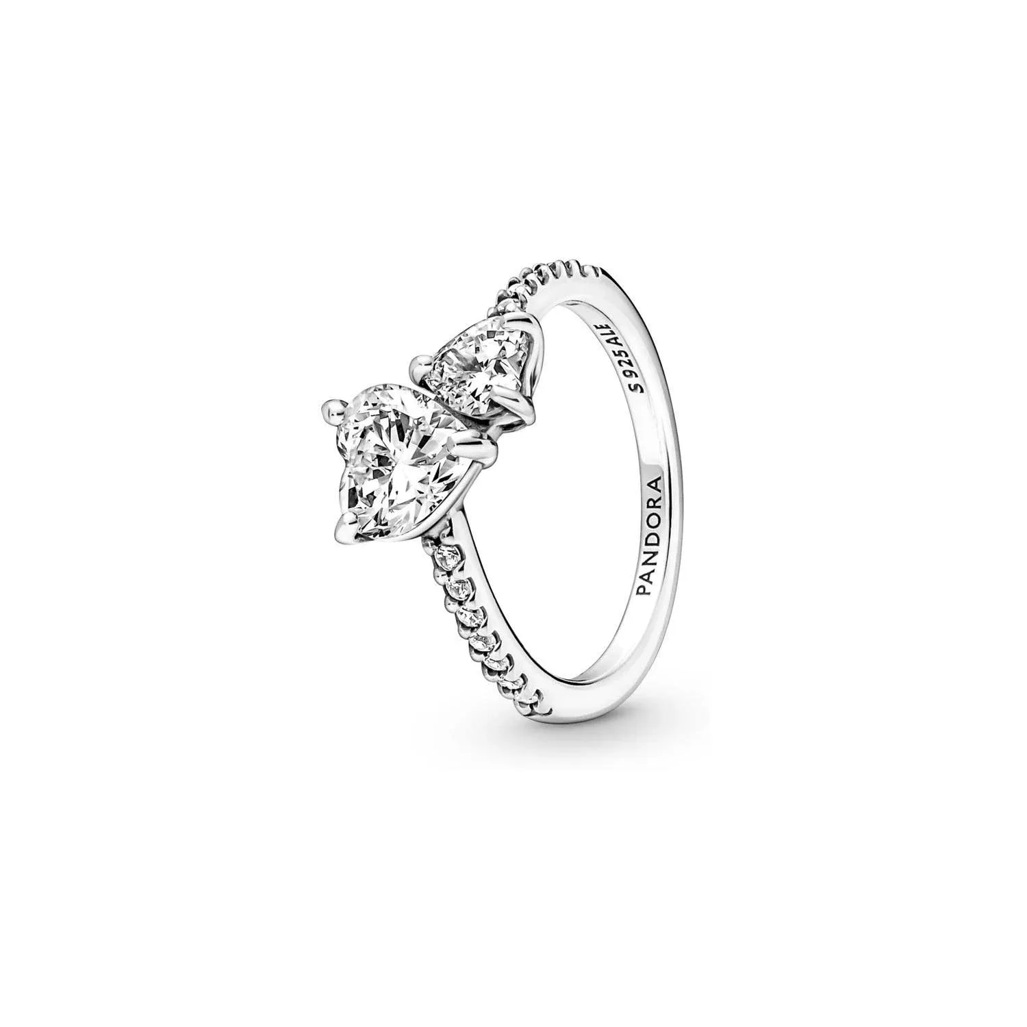 Pandora Double Heart Sparkling Ring