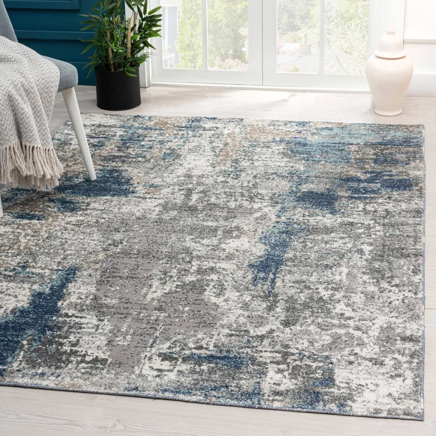 Luxe Weavers Euston Collection 7679 Blue 8x10 Abstract Area Rug