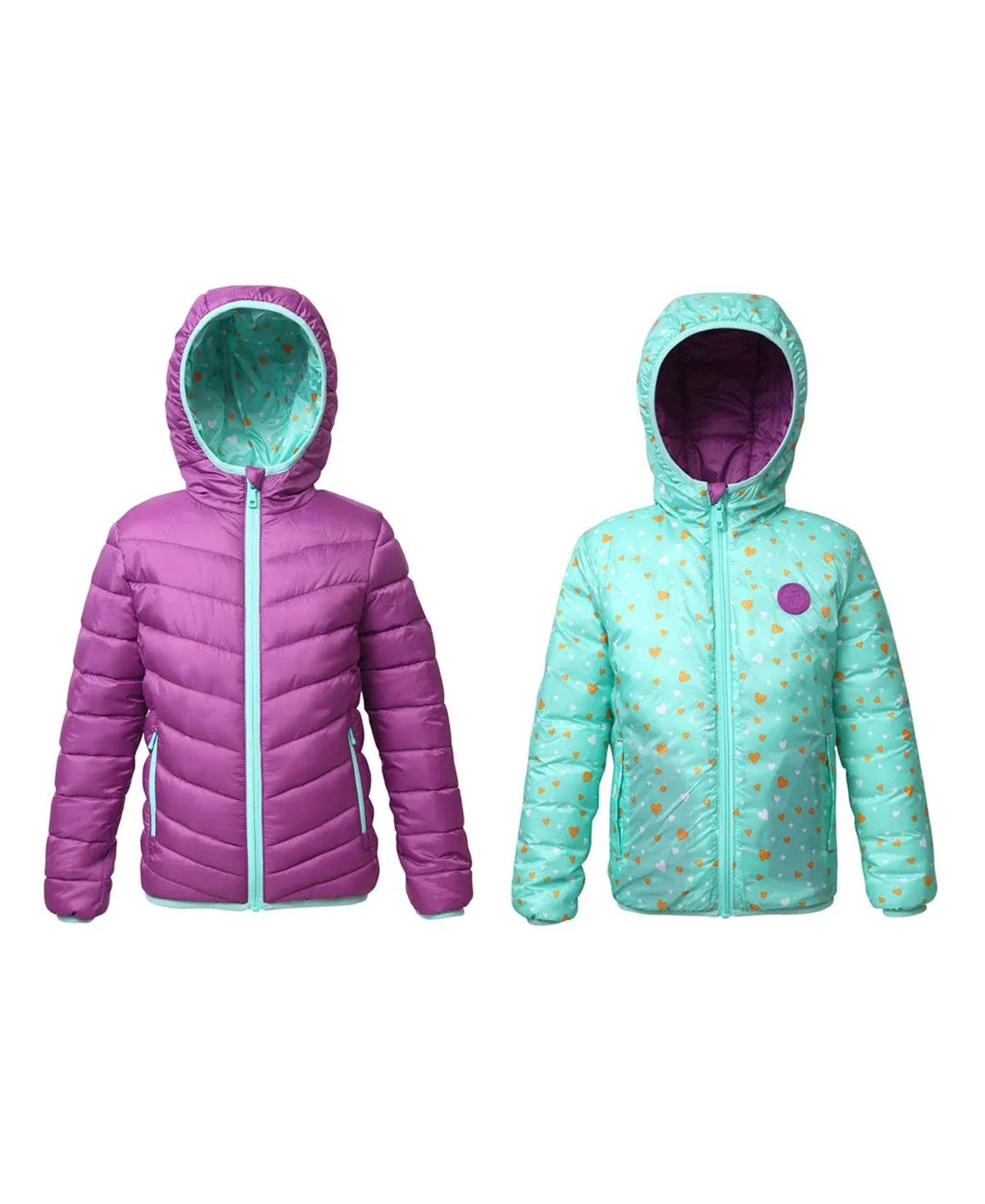 Rokka&Rolla Girls' Reversible Light Puffer Jacket Coat, Sizes 4-18