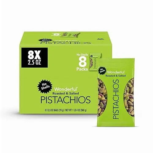 Wonderful Pistachios Dry Roasted & Salted 2.5 oz 8/Box