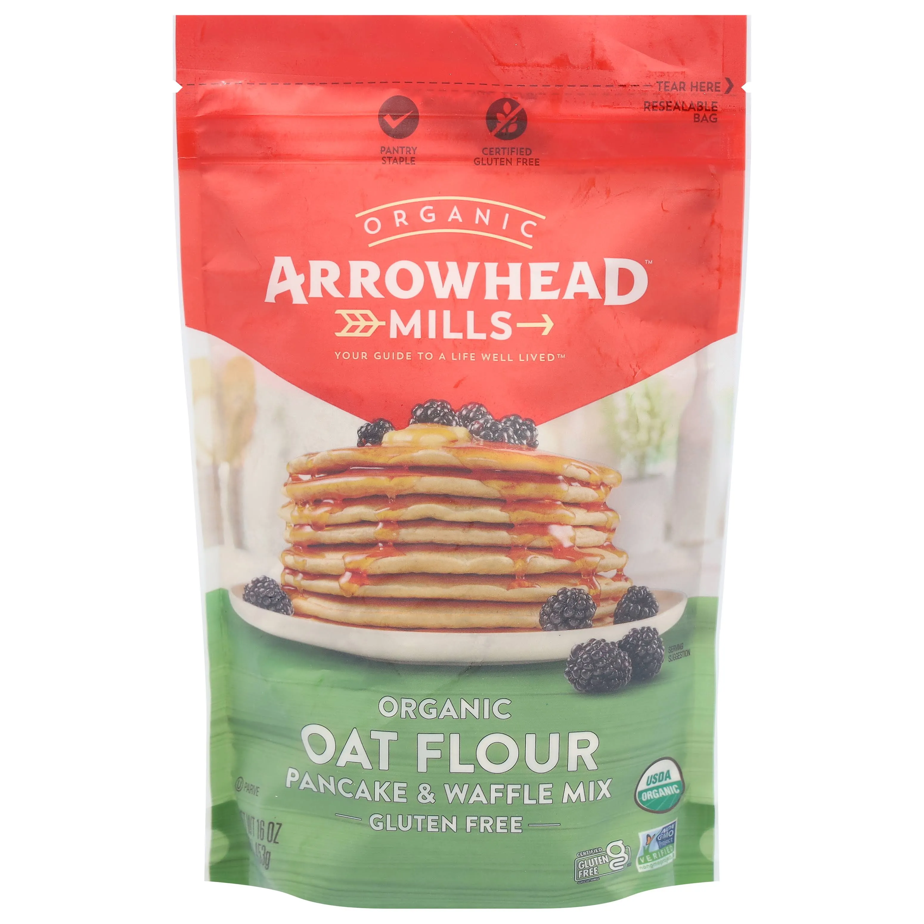 Arrowhead Mills Pancake & Waffle Mix, Organic, Gluten Free, Oat Flour - 16 oz