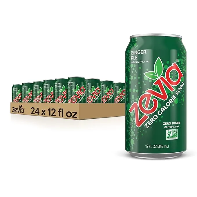 Zevia Zero Calorie Soda, Ginger Ale, 12 Ounce Cans (Pack of 24)