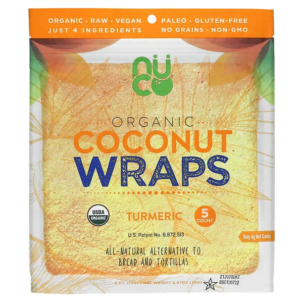 Nuco Organic Coconut Wraps - Turmeric