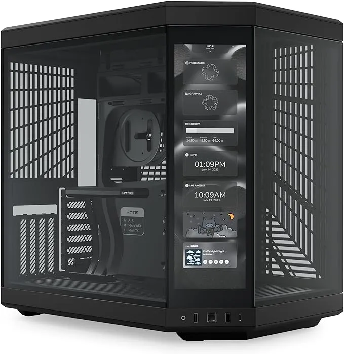 HYTE Y60 Modern Aesthetic Dual Chamber Panoramic Tempered Glass Mid-Tower ATX Computer Gaming Case with PCIE 4.0 Riser Cable Included, Black (CS-HYTE-Y60-B)