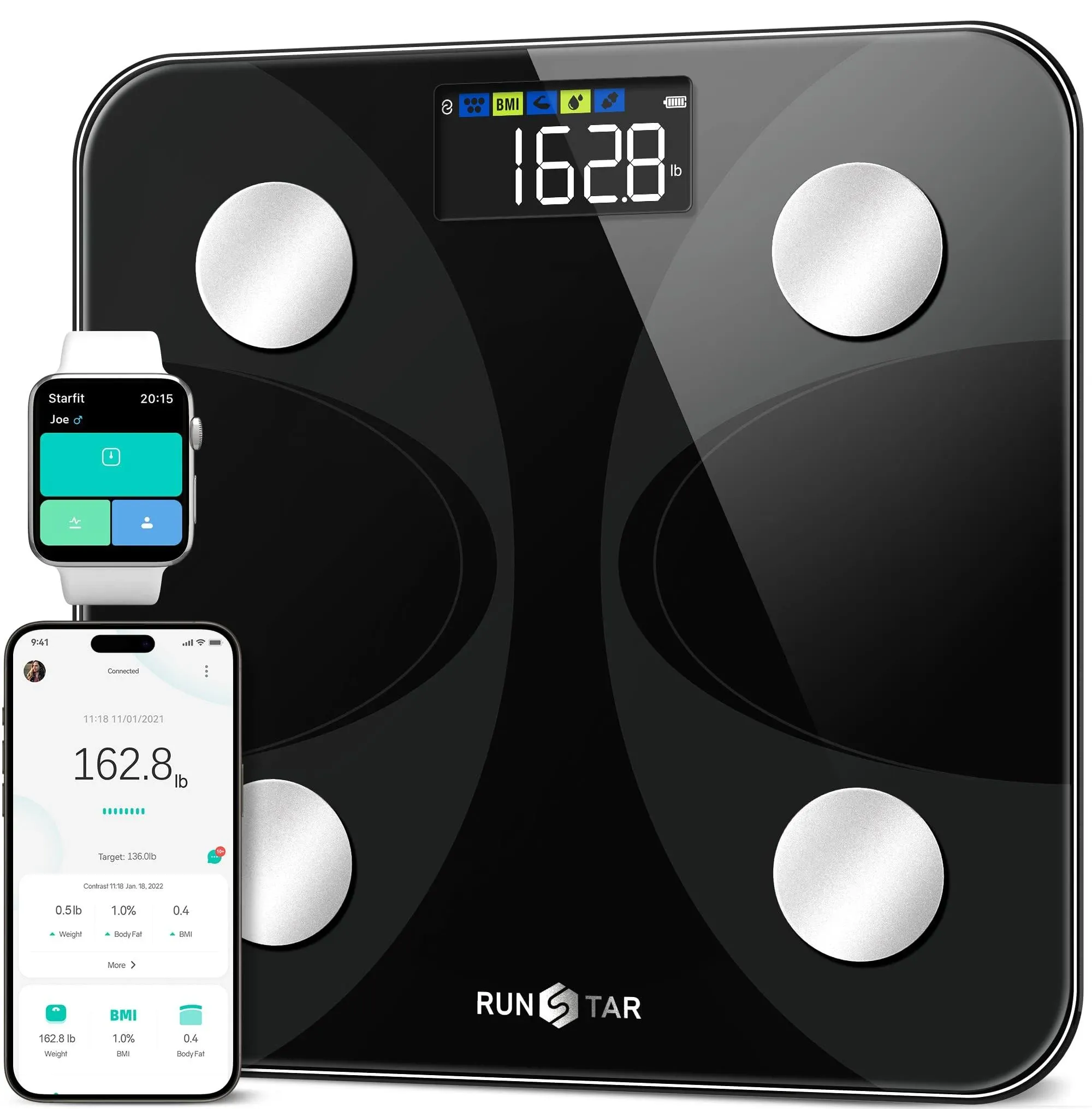 Smart Scale for Body Weight and Fat Percentage, High Accuracy Digital Bathroom S