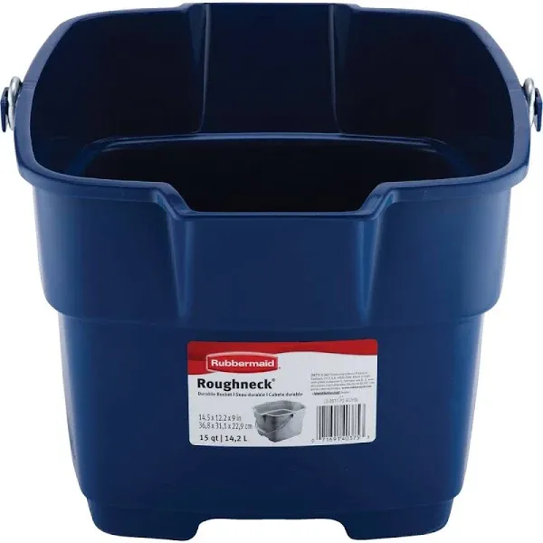 Rubbermaid FG287100ROYBL Roughneck Square Utility Bucket, 15-Quart, Plastic