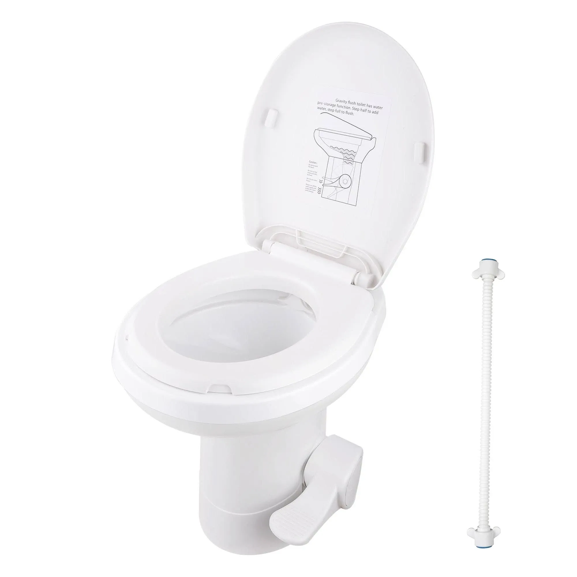 Yescom Foot Flush RV Gravity Flush Toilet High Profile HDPE Travel