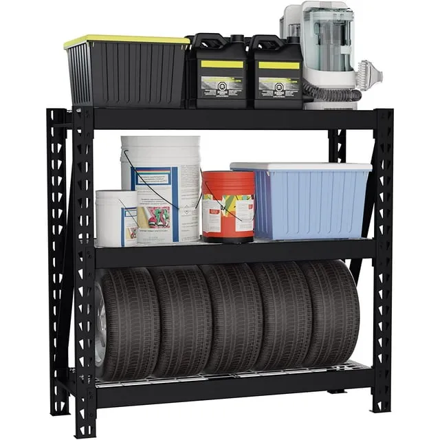 WORKPRO 3-Tier Garage Shelving Unit, Heavy Duty 5400 LBS Load Capacity, Metal Storage Rack, 50”W x 18”D x 47”H Height Adjustable, Industrial Shelving for Garage, Warehouse, Shop