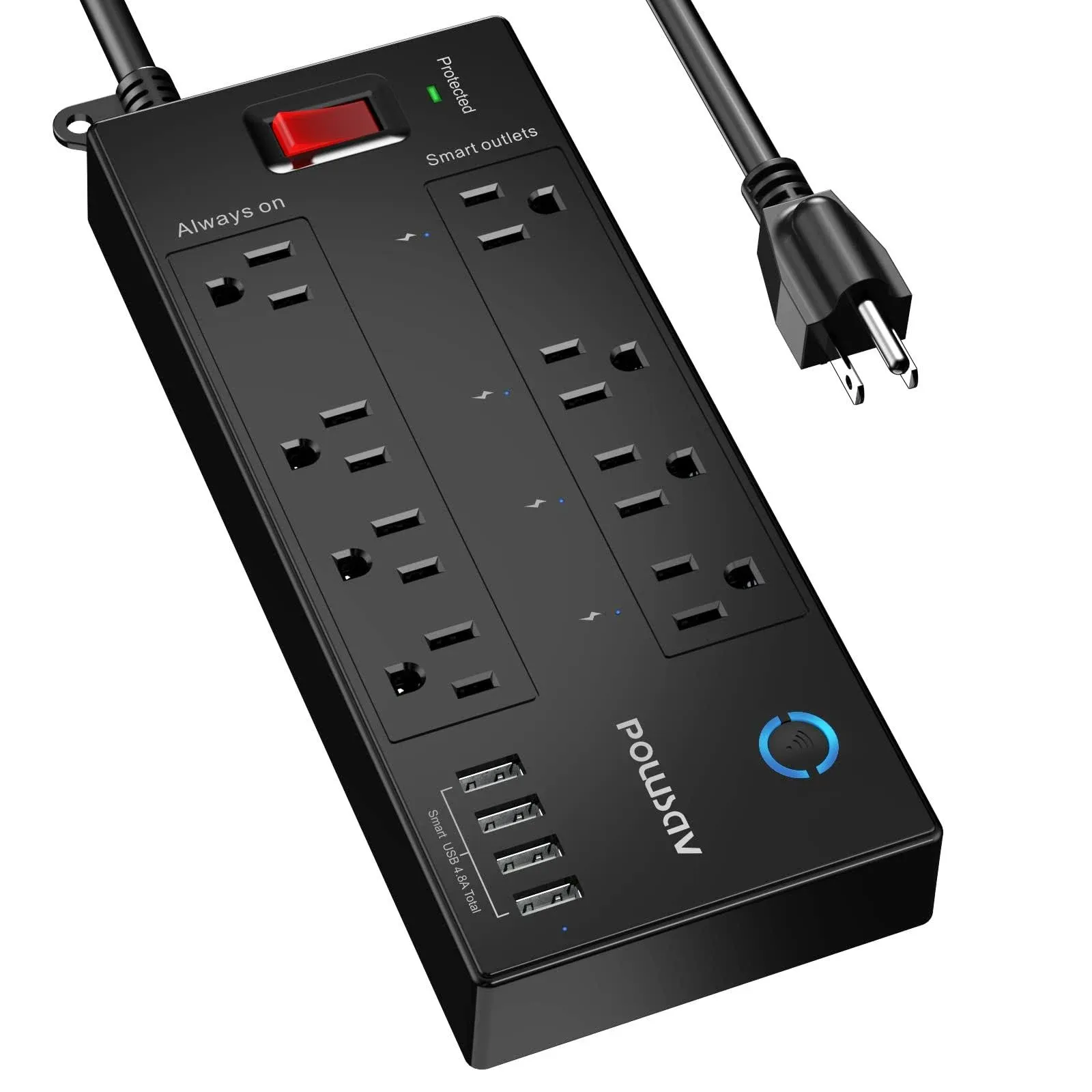 Smart Power Strip Surge Protector - POWSAV 6 ft WiFi Extension Cord with 8 ...