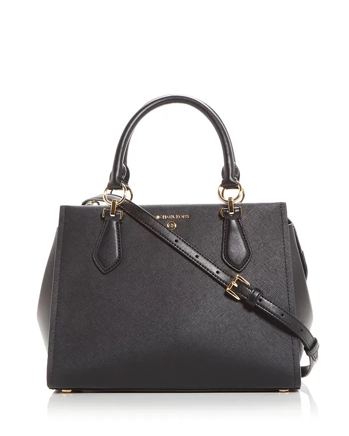 Michael Michael Kors Marilyn Medium Leather Satchel - Black