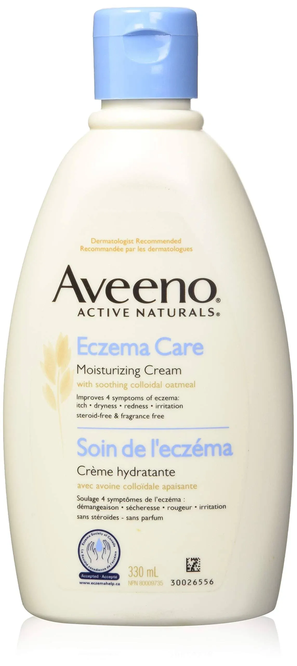 Aveeno Eczema Therapy Daily Moisturizing Cream for Sensitive Skin, Soothing Lotion with Colloidal Oatmeal for Dry, Itchy, and Irritated Skin, Steroid-Free and Fragrance-Free, 5 oz