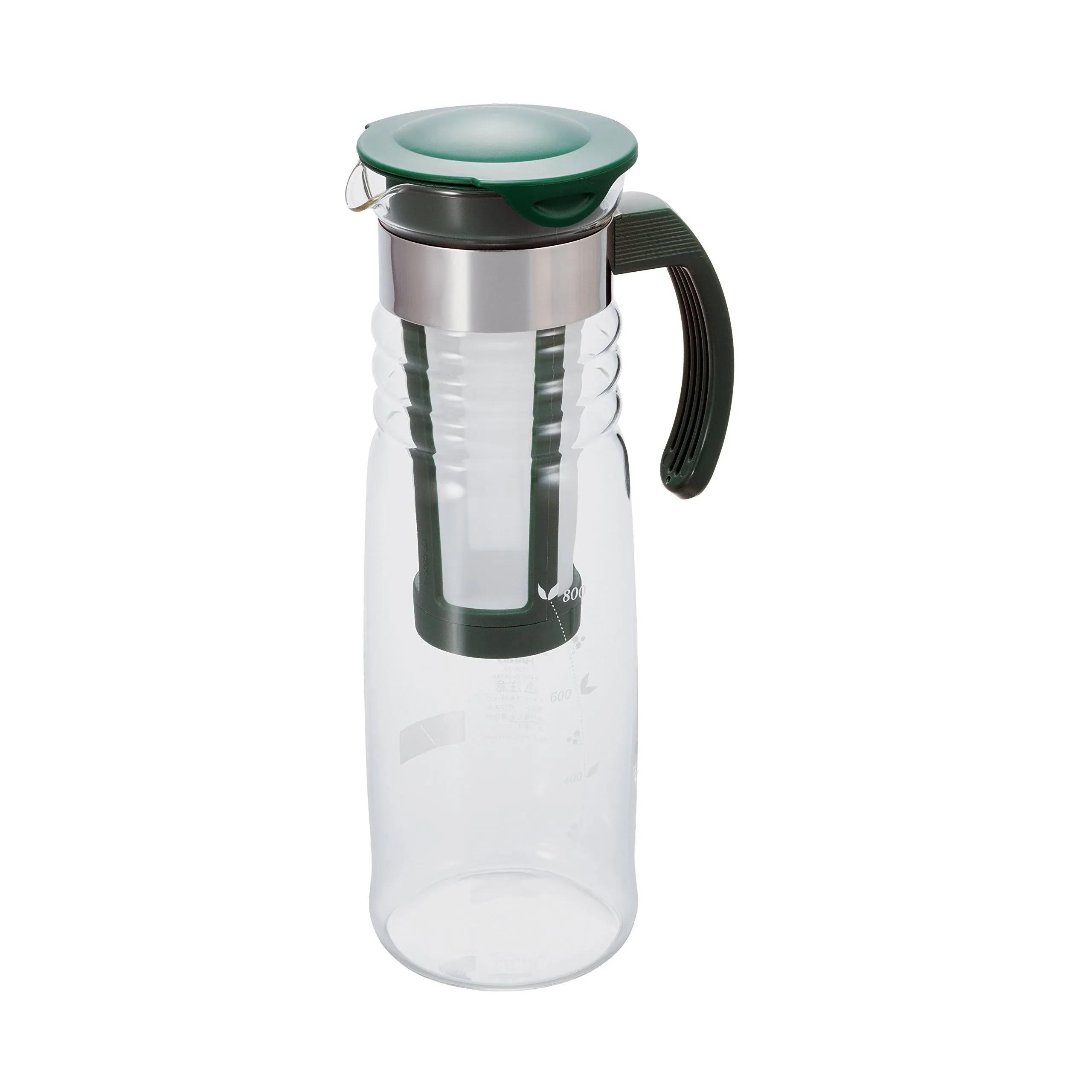 Hario Mizudashi 40 oz. Dark Green Glass Cold Brew Tea Infuser with Mesh Filter HCC-12DG