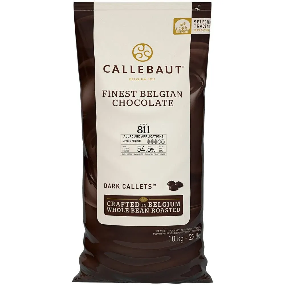 Callebaut 811 Dark Chocolate Callets 54.5% 22 lbs