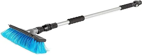 Camco 43633, RV Flow-Through Wash Brush | Features an Adjustable Handle, a Standard Garden Hose Connection, and an On/Off Button to Control Water Flow