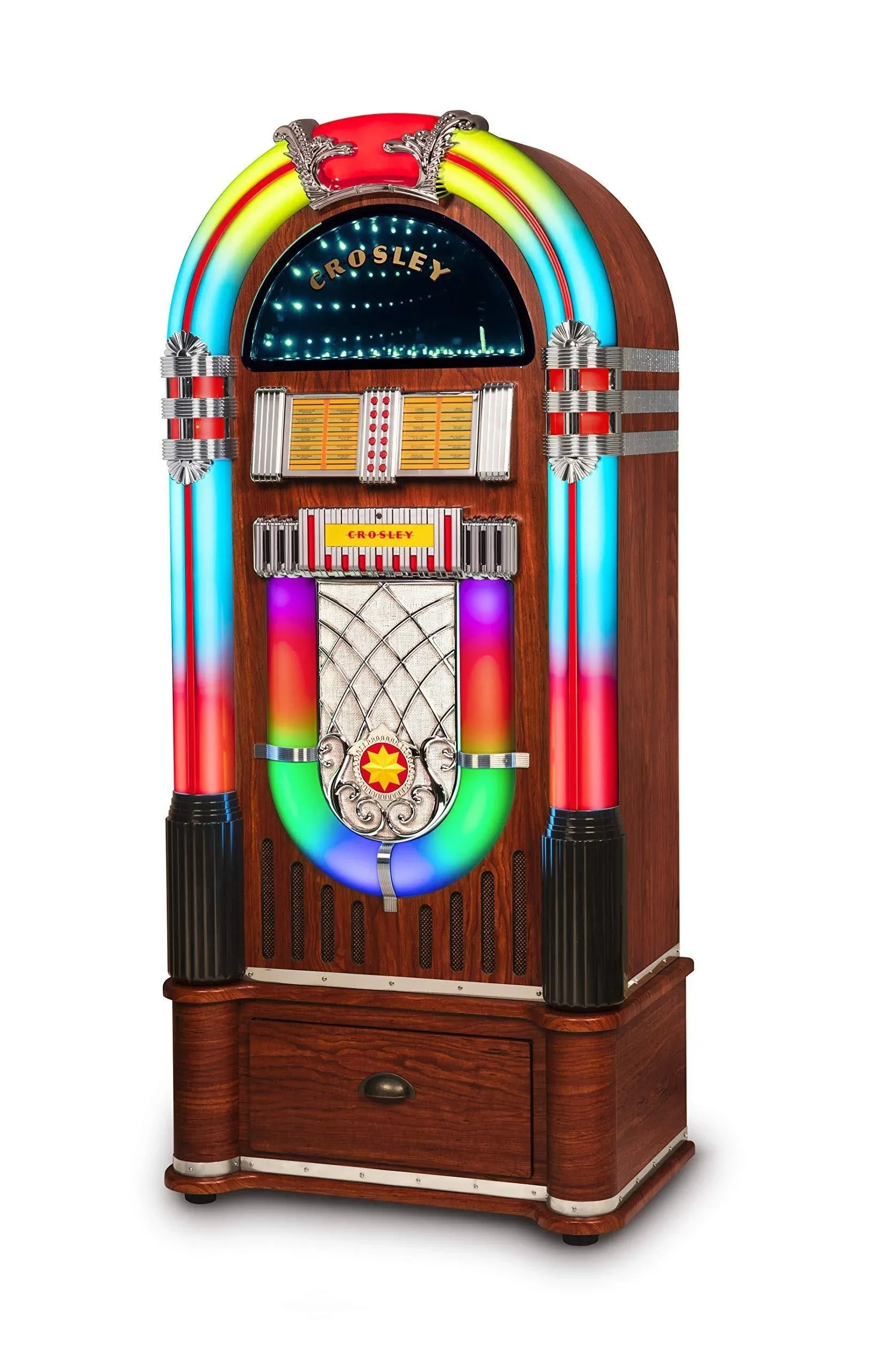 Crosley Digital LED Jukebox with Bluetooth - Walnut With Stand