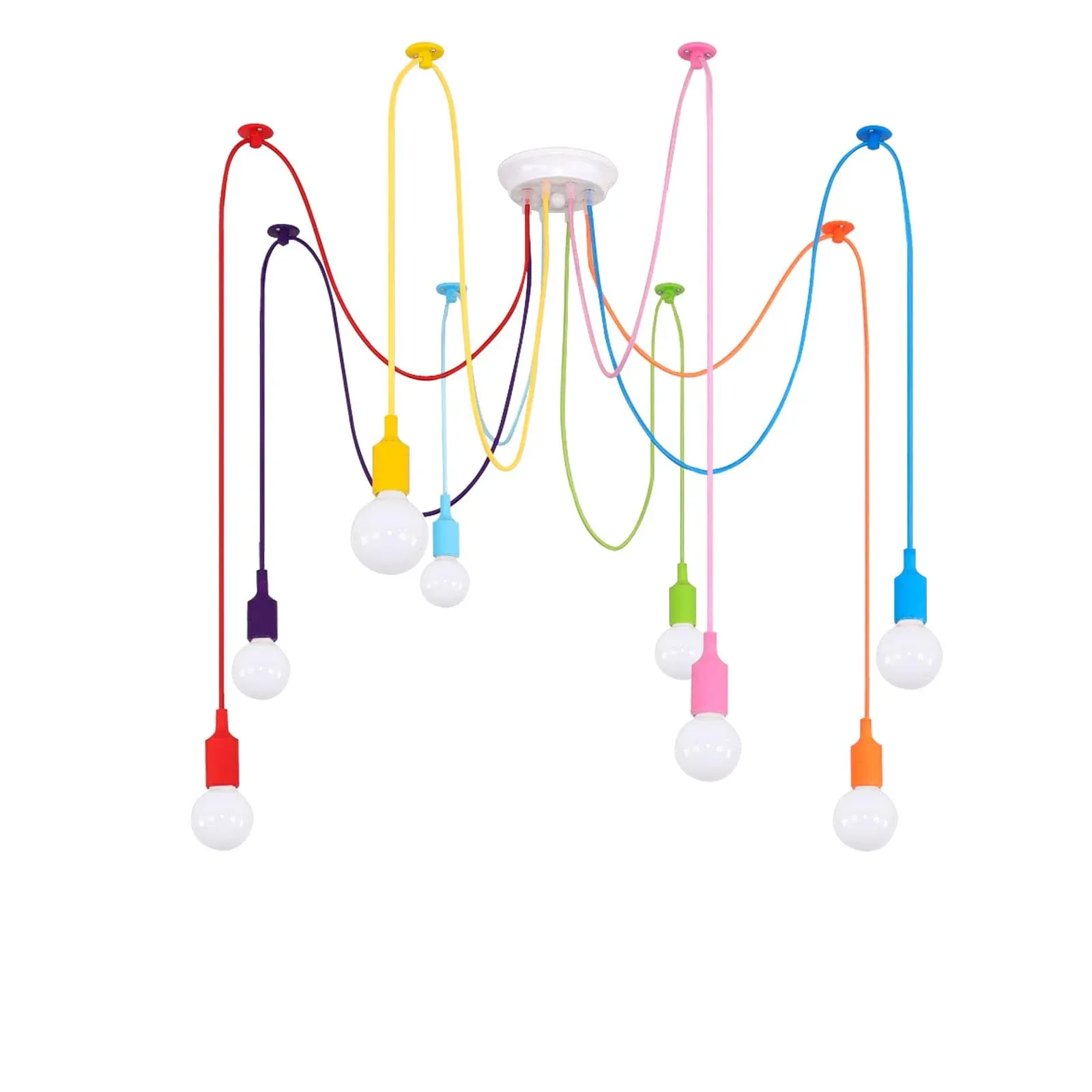 Colorful Spider Chandelier, Kids Ceiling Light Fixture, Ajustable DIY Pendant Lamp for Boys Girls Bedroom Playroom Classroom Dining Room,‎ E26 8 Arms Lights