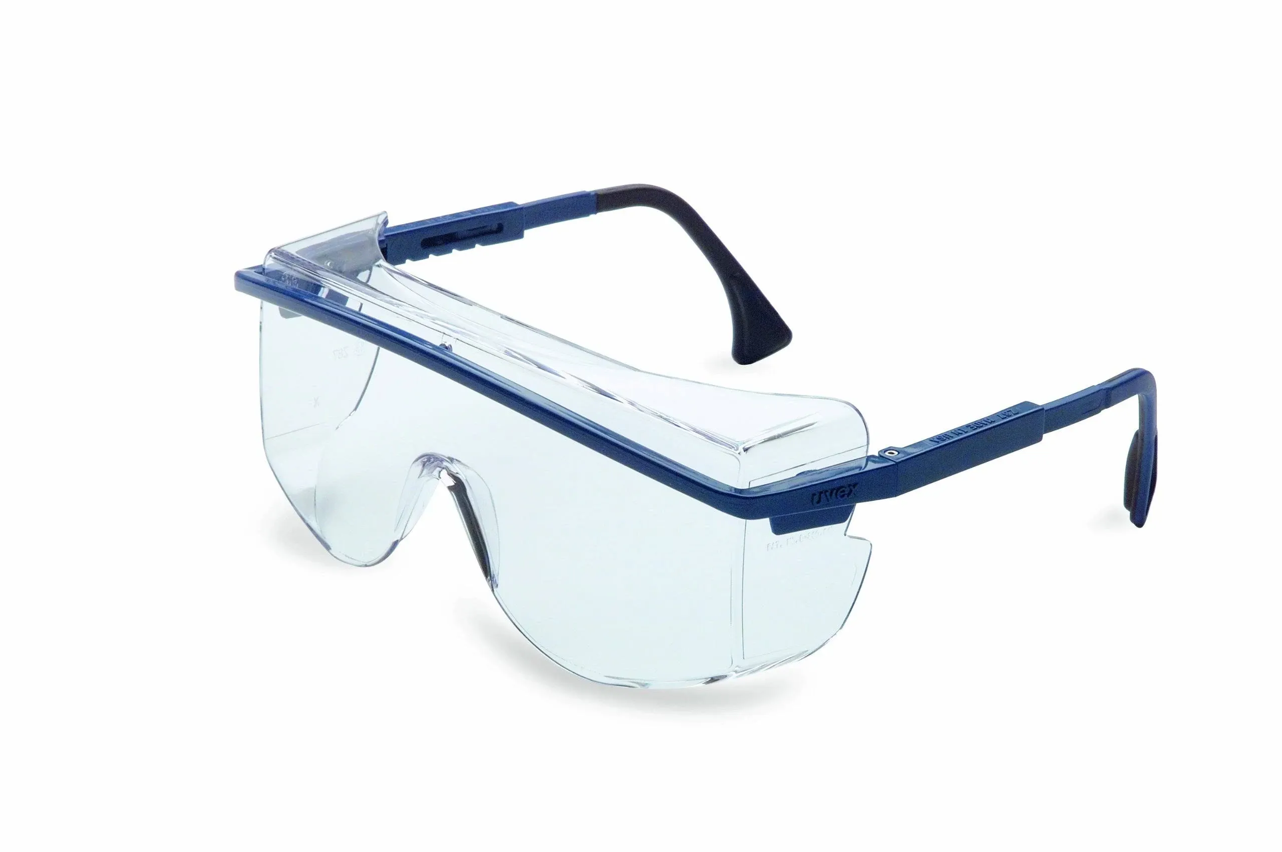 Astrospec OTG 3001 Eyewear, Clear Polycarbonate Hard Coat Lenses, Blue Frame