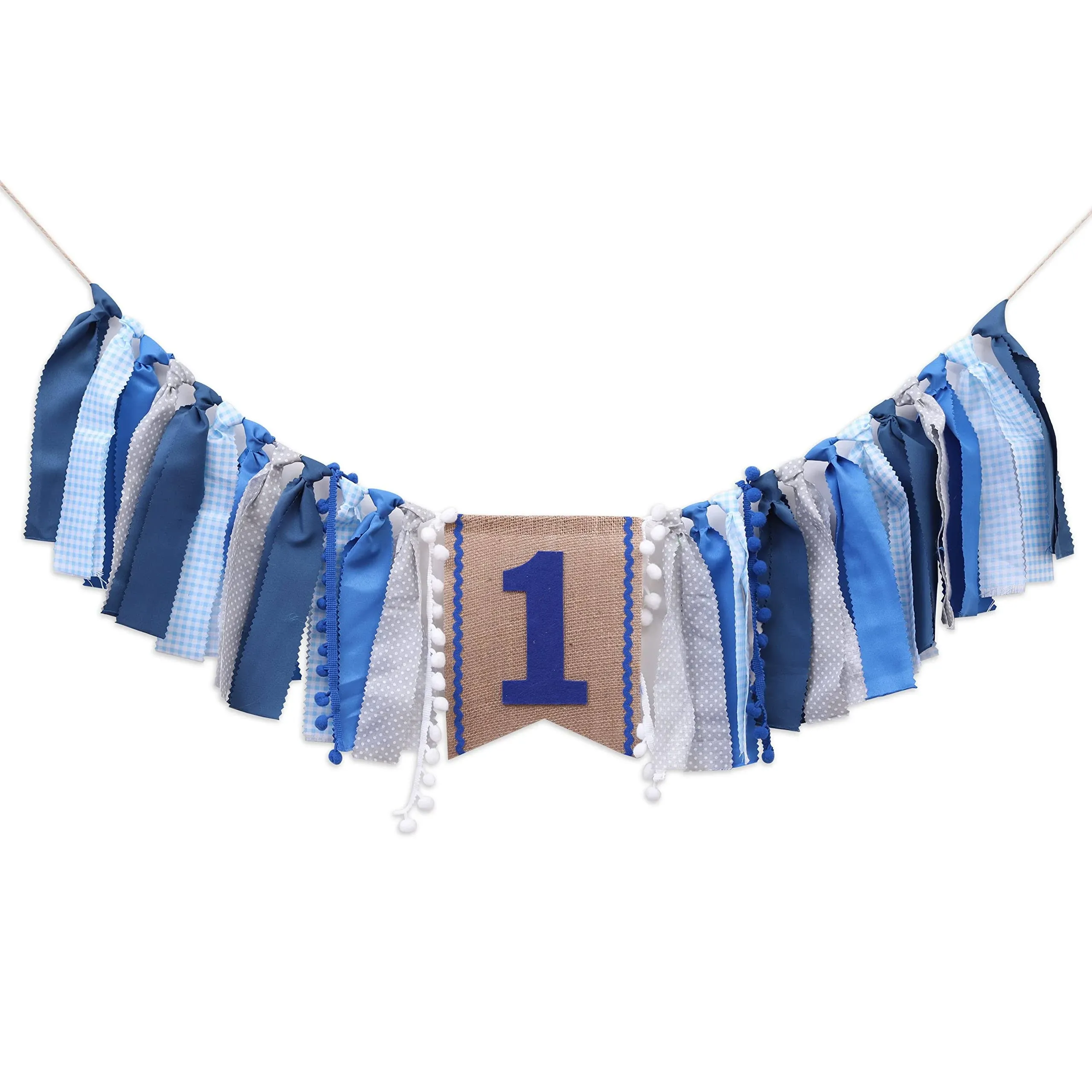 High Chair Banner Boy - First Birthday Decorations For Boy 1st Birthday Banner Highchair Party Supplies Photo Booth Props(Blue White)