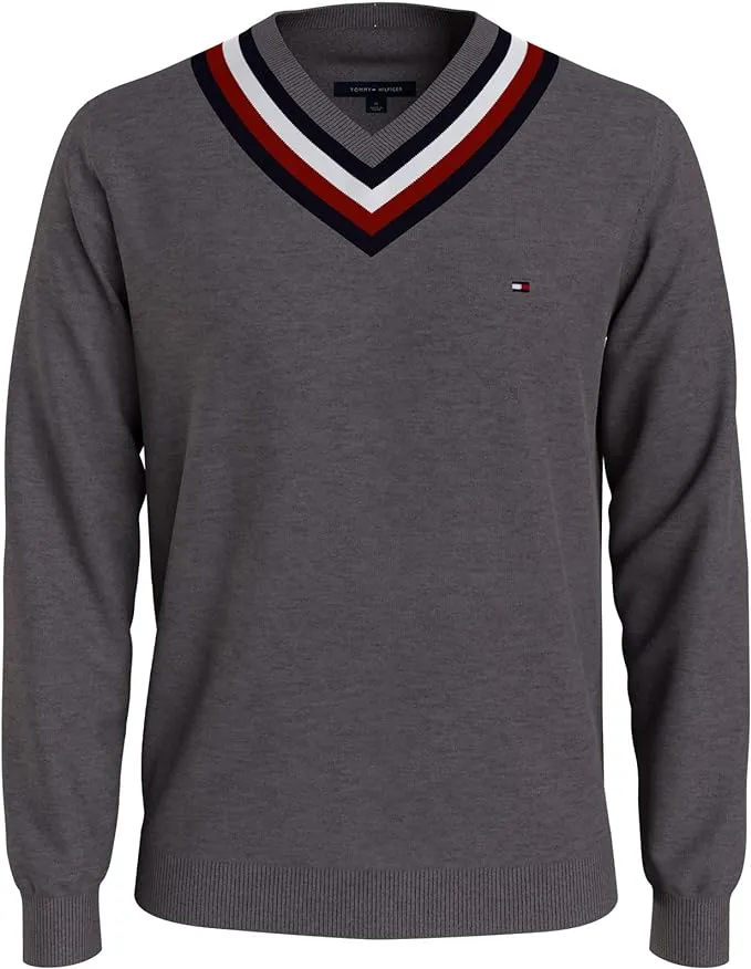 Tommy Hilfiger Men's Stripe V Neck Sweater