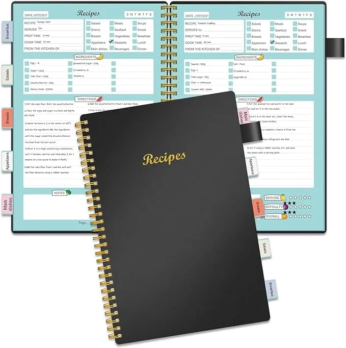 Recipe Book to Write in Your Own Recipes Blank Recipe Notebook with Tabs for ...